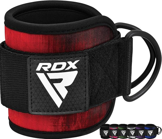 RDX Ankle Straps for Cable Machines – 7MM Neoprene Padded 10"x4" Adjustable Gym Cuffs with Dual D-Rings – Weight Attachments for Wrist Glutes Leg Kickbacks Hip Abduction Strength Workouts – Men Women