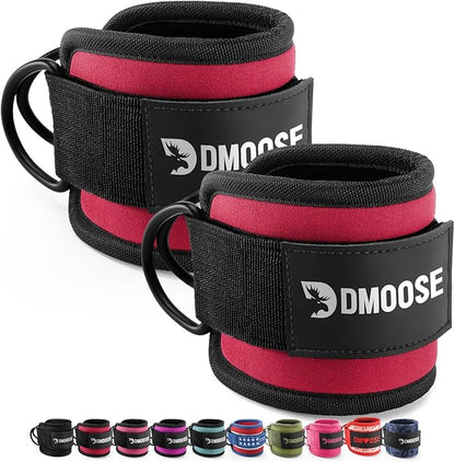 DMoose Fitness Ankle Straps for Cable Machines - One Size Fit with Premium Padding, Glute Kickback Ankle Strap for Women & Men, Cable Attachments for Gym, Booty Workouts, Leg Extension & Hip Abductors