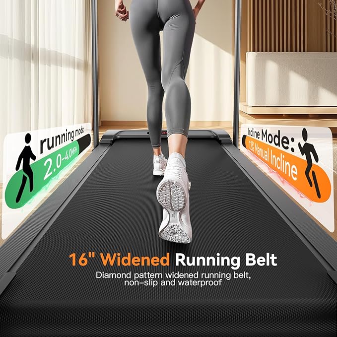 ANCHEER Foldable Treadmill with 12% Incline, 3.0HP Walking Pad Treadmills with Handle Bar, 320LBS Capacity/2S Folding/Widened Belt, Quiet Portable Walking Treadmill Under Desk with LED