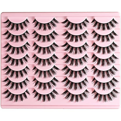 Manga Lashes Anime Eyelashes Fake Mink Manhua Lash Pack Wispy Spiky Eye Lashes Natural Look 14 Pairs Doll Spike Wet Eyelash Pack 16mm Manhwa Pestañas for Women
