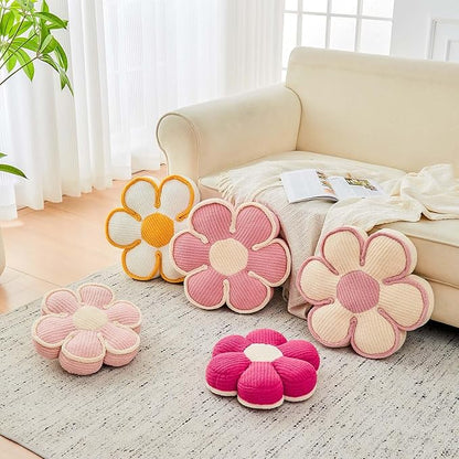 Flower Pillow, Soft Flower Decorative Throw Pillow, Cute Daisy Flower Shaped Seating Floor Cushion Room Décor Plush Pillows for Sofa Couch Bed (13.7 Inch, Light Pink)