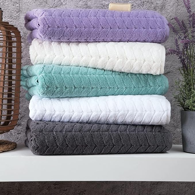 BAGNO MILANO Turkish Bath Towels, Soft Plush Jacquard Luxury Bath Towels, Quick Dry Towel Set (Black, 6 pcs Towel Set)