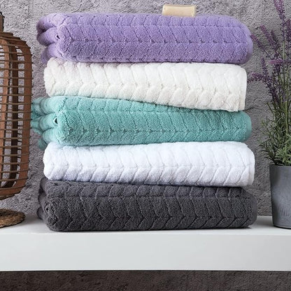 BAGNO MILANO Turkish Bath Towels, Soft Plush Jacquard Luxury Bath Towels, Quick Dry Towel Set (Black, 6 pcs Towel Set)