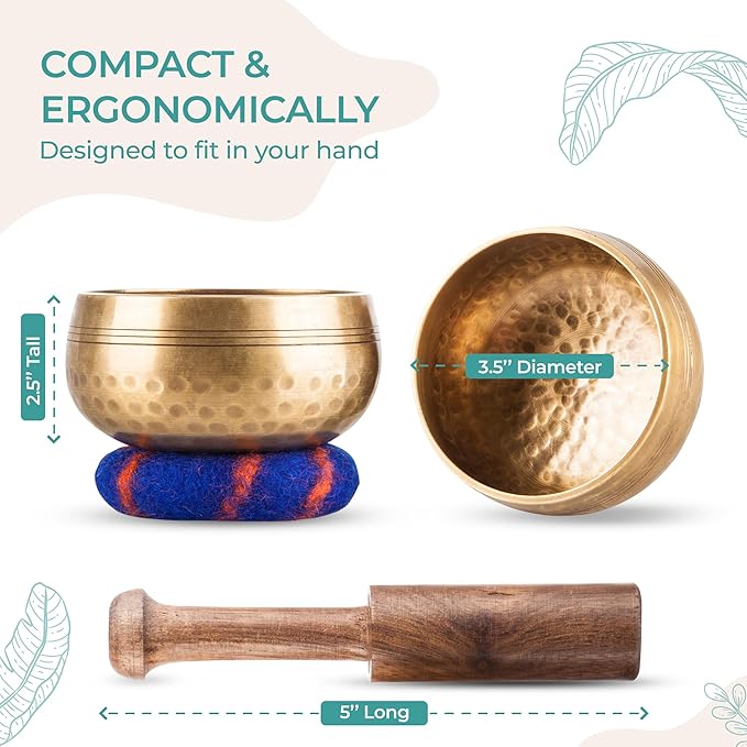 Ohm Store Tibetan Singing Bowl Set — Meditation Sound Bowl Handcrafted (3.5″ Original)