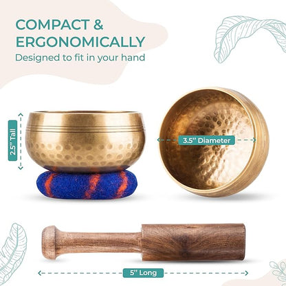 Ohm Store Tibetan Singing Bowl Set — Meditation Sound Bowl Handcrafted (3.5″ Original)