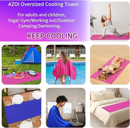 Cooling Oversized Towel Microfiber Thin Towel for Beach/Neck/Face Cool Down 80"x40"Sun Protection Ice Large Navy Blue Swimming Quick Dry Absorbent for Travel/Family/Pool/Outdoor/Yoga/ Gym/Working out