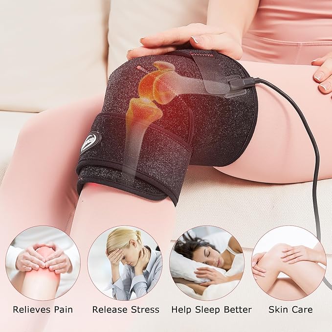 AOBOCO Red Light Therapy Wrap for Knee - 76Pcs 660nm & 152Pcs 850nm Near Infrared Therapy Device Pad for Elbow Shoulder Joint Pain Relief Faster Recovery Great for Athletes & Beyond