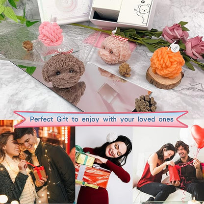 Handmade Teddy Dog Candle Set & Twisted Rope Ball Aromatherapy Aromatherapy Scented Candle Gift Set, Birthday Gift, Thanksgiving Gift, Christmas Gift (Brown/Orange Set)