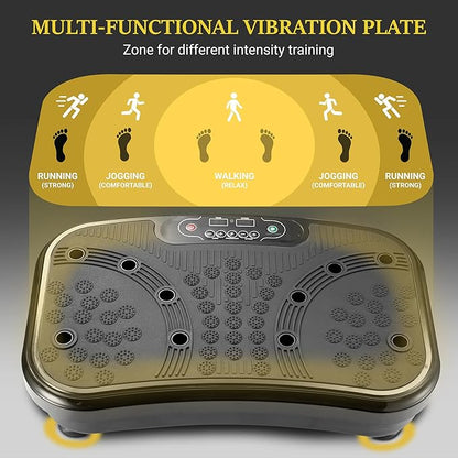 Vibration Plate Exercise Machine for Home Gym - High-Intensity Whole Body Vibration for Fat Burning, Lymphatic Drainage & Muscle Toning, with Resistance Bands & Push-Up Handles