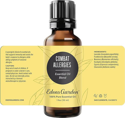 Edens Garden Combat Allergies Essential Oil Blend- 100% Pure Premium Grade, Undiluted, Natural, Therapeutic, Aromatherapy, The Best for Skin, Humidifiers, Face 30 ml (1 fl oz)