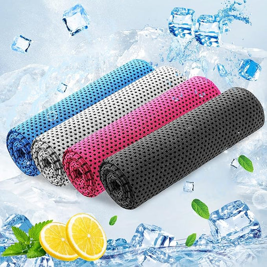 Cooling Towel (36"x12") for Sweat 4pcs Sweat Towels Cooling Towels for Neck and Face Soft Breathable Chilly Sports Towel for Yoga,Gym,Golf,Camping,Running,Fitness,Workout…