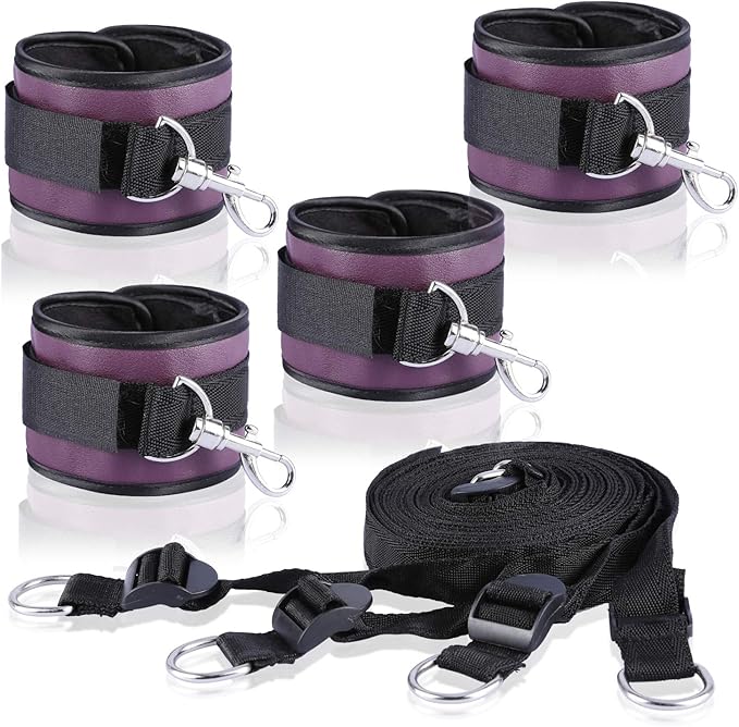 Soft Adjustable Straps Set PU Leather Kit for Hand-Wrist-Ankle Home Gym Sports