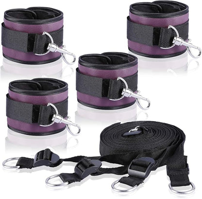 Soft Adjustable Straps Set PU Leather Kit for Hand-Wrist-Ankle Home Gym Sports