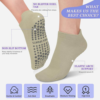 yeuG Grip Pilates Socks for Women Yoga Socks with Grips Open Top Non Slip Grippy Socks for Barre, Ballet, Barefoot Workout