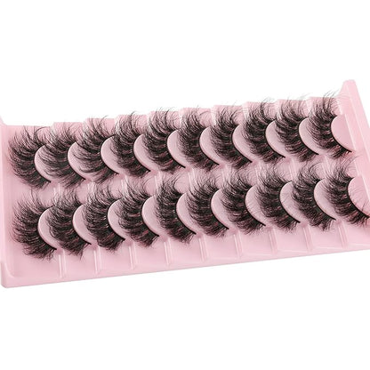 FANXITON Mink Lashes False Eyelashes Dramatic Full Mink Lashes Wispy 19 MM Natural Look 3D Fake Eyelashes 10 Pairs Pack