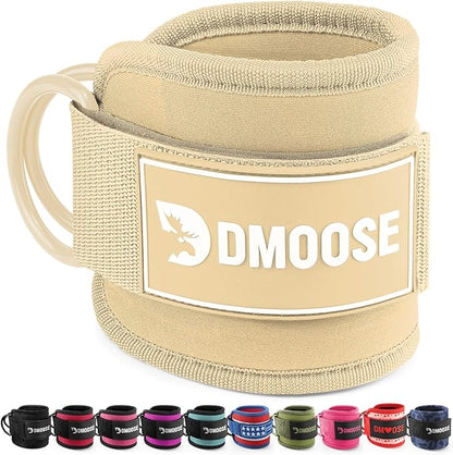 DMoose Fitness Ankle Straps for Cable Machines - One Size Fit with Premium Padding, Glute Kickback Ankle Strap for Women & Men, Cable Attachments for Gym, Booty Workouts, Leg Extension & Hip Abductors