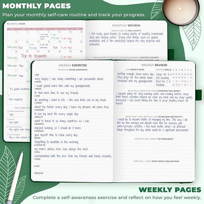 Clever Fox Self-Care Journal – Wellness & Daily Reflection Notebook – Mental Health & Personal Development Journal – Self-Care, Meditation & Mood Journal for Women & Men – A5 Size (Forest Green)