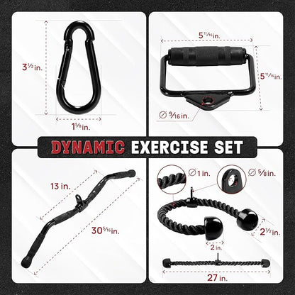Yes4All Tricep Press Down Cable Machine Attachment Set, LAT Pulldown Attachment, Cable Machine Accessories for Home Gym