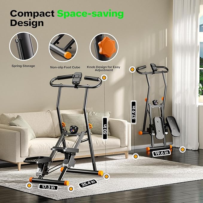 Stair Stepper for Home Gym, 2025 Upgrade Stair Climber w/ 3-Level Resistance & Height, Non-Slip Pedals, Digital Tracker & Phone Holder Home Exercise Machine for Women Men