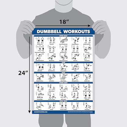 Palace Learning 15 Pack - Exercise Poster Set: Dumbbell, Suspension, Kettlebell, Resistance Bands, Stretching, Bodyweight, Barbell, Yoga, Battle Rope, Exercise Ball, Muscular, Medicine Ball