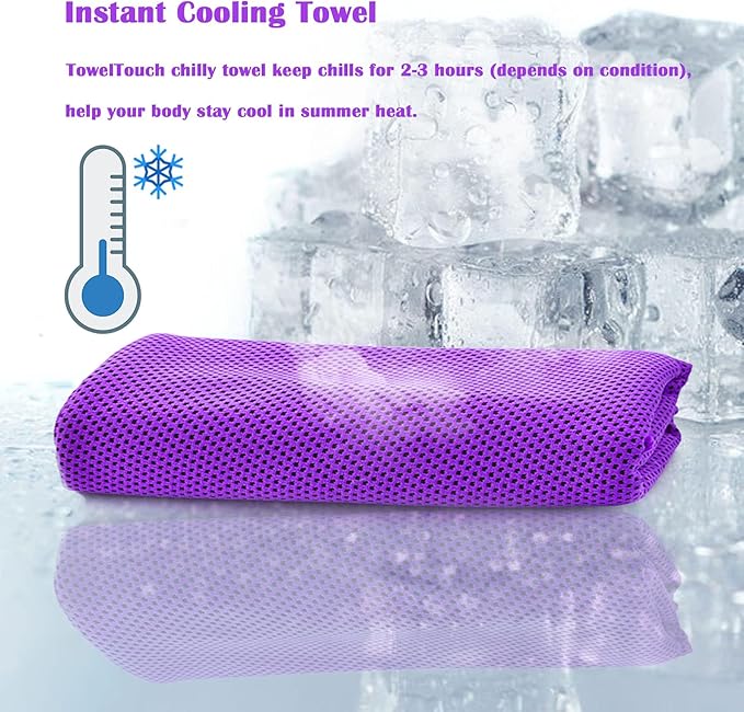 4 Packs Cooling Towels for Neck and Face(40"x 12"), Cold Towels for Hot Weather, Face Towel, Lightweight Soft Breathable Towels for Yoga, Sport, Workout, Running, Gym, Camping, Fitness