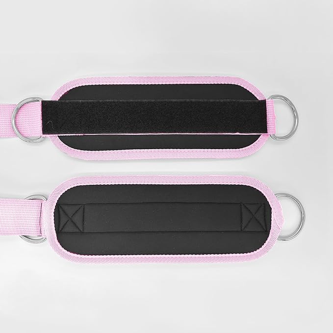 Fitness Ankle Straps for Cable Machines, 2 Pack Comfortable Adjustable Padded Ankle Wrist Cuffs, Kickback Glute Workouts for Men Women, D-Ring Leg Straps with Neoprene Padding