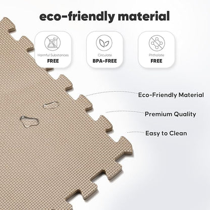 Home Gym Mat, Puzzle Exercise Mat, EVA Interlocking Foam Floor Tiles for Home Workout Equipment and Kids' Play Areas -, 24 in x 24 in x ½ in, Brown 36 Tiles