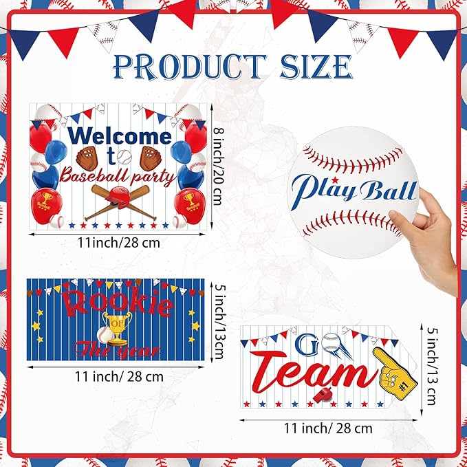 Epakh 20 Pieces Baseball Party Decorations Welcome Sign Decorations Sign for Birthday Baby Shower Party Supplies