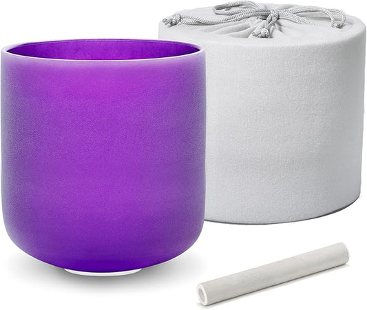 ALIOTH Purple B Note Crystal Singing Bowl Crown Chakra 6 inch with Carry Case Bag and Singing Bowl Mallet