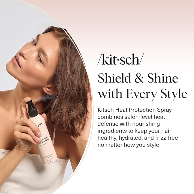 Kitsch Heat Protection Spray for Hair – Heat Protectant for Hair with Argan Oil – Styling Hair Spray for Frizz Control, Shine & Damage Protection – Protects Strands Up to 450°F – 6.8oz