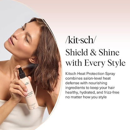 Kitsch Heat Protection Spray for Hair – Heat Protectant for Hair with Argan Oil – Styling Hair Spray for Frizz Control, Shine & Damage Protection – Protects Strands Up to 450°F – 6.8oz