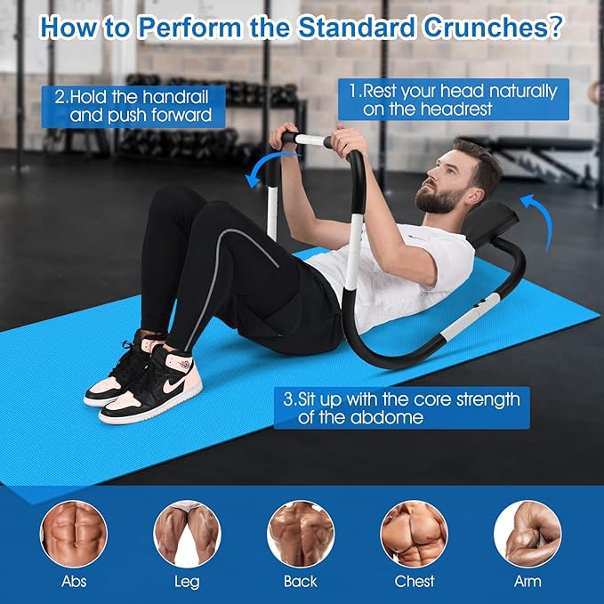 Goplus AB Fitness Crunch, Portable Abdominal Machine Workout Exerciser for Core Strength, Muscle Training, Sit Up AB Trainer for Home, Office, Gym