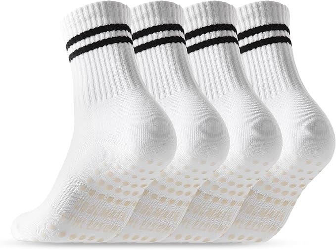 CoolMate Pilates Socks with Grips for Women, Yoga Socks, Crew Non Slip Women for Workout, Barre, Pilates Gifts