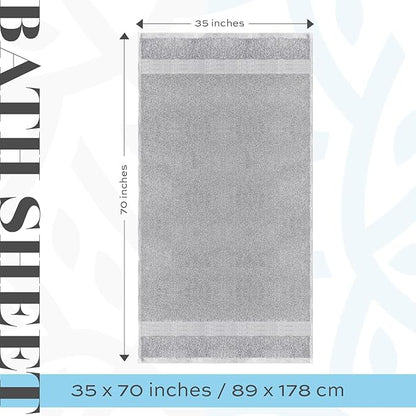 White Classic Luxury Bath Sheets Towels for Adults Extra Large | Highly Absorbent Hotel Collection | 35x70 Inch | 2 Pack (Dolphin Gray)