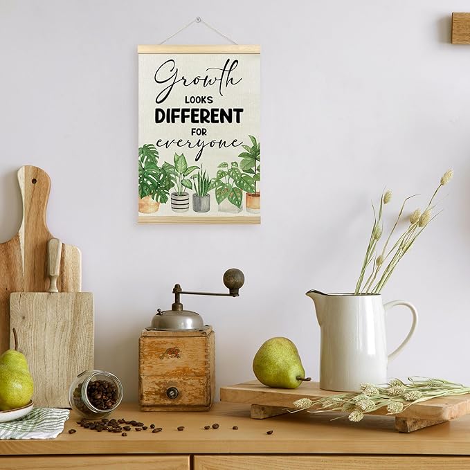 TLESKE Classroom Mental Health Poster Hanger Frame, Positive Affirmations Hanging Wall Art Room Decor for School Counseling Therapy Office, Growth Looks Different for Everyone Prints Pictures, 12x16