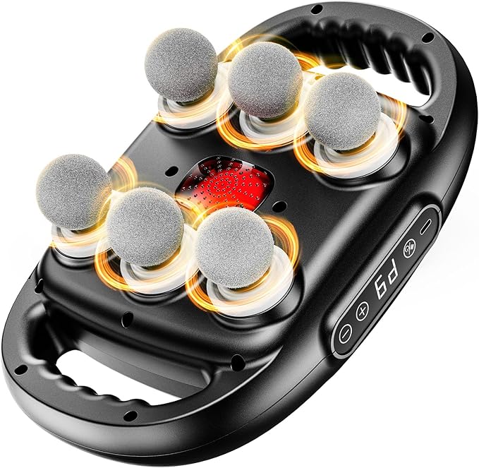 6-Head Massage Gun, Deep Tissue Back Massager with 32 Adjustable Intensities & 9 Modes, Electric Percussion Massager, Gun Tool for Back/Shoulders/Legs/Arms/Neck & Full Body Muscle Pain Relief
