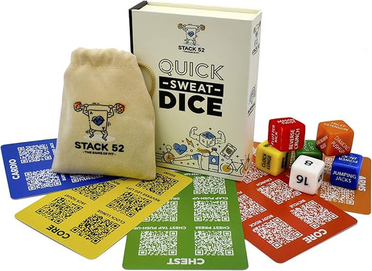 Quick Sweat Fitness Dice. Bodyweight Exercise Workout Game. Designed by a Military Fitness Expert. Video Instructions Included. No Equipment Needed. Burn Fat Build Muscle. (2019 Base Set)