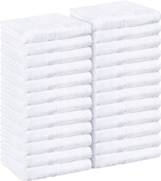 Utopia Towels, Salon Towel, Pack of 24, 16 by 27 Inches, Highly Absorbent Cotton Towels for Hand, Gym, Beauty, Spa, and Home Hair Care, White