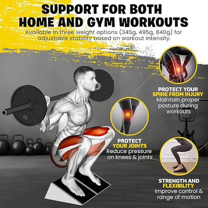 Adjustable Squat Wedge Set, Non-Slip Calf Stretch Slant Board for Heel Elevated Squats, Mobility & Strength, 3 Heights (3.3-8.3cm), Durable Rubber, Storage Bag