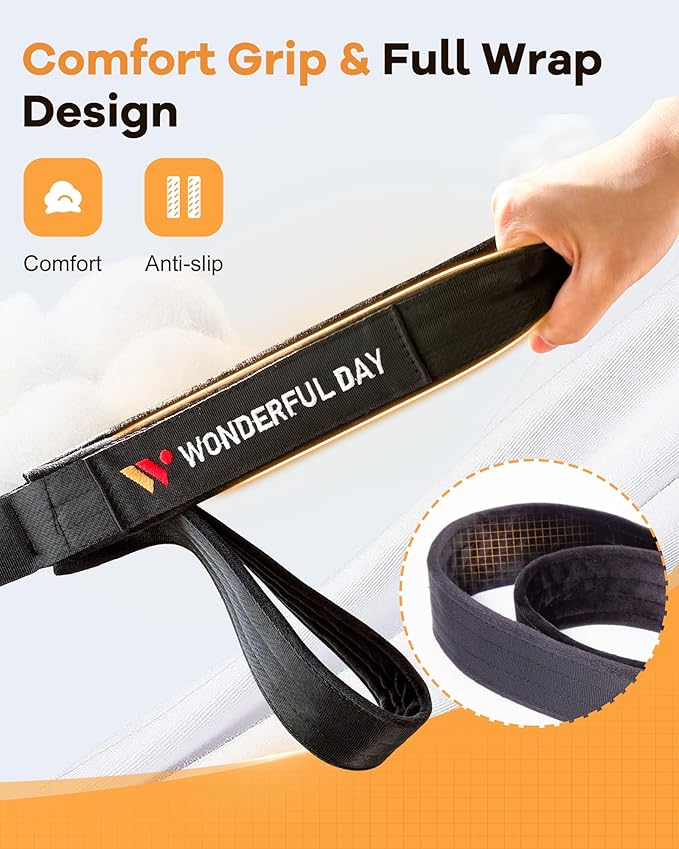 Wonderful Day 2PCS Pilates Straps for Reformer, Comfortable Enhanced Thickness, Fitness D-Ring Double Loop Exercise Straps for Home Gym Workout (Black)