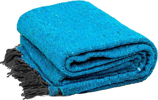 Open Road Goods Solid Color Mexican Yoga Blanket – Large Handwoven Throw for Yoga, Beach, Camping or Home – Soft and Durable Cotton Blend