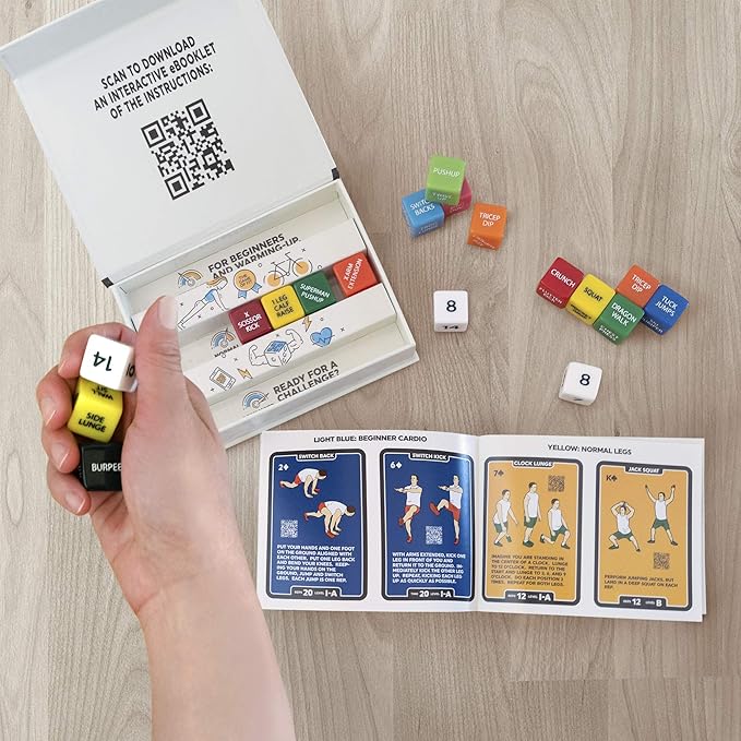 Quick Sweat Fitness Dice. Bodyweight Exercise Workout Game. Designed by a Military Fitness Expert. Video Instructions Included. No Equipment Needed. Burn Fat Build Muscle. (2019 Box Set)