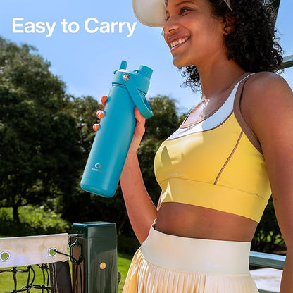 Insulated Water Bottle with Straw Stainless Steel Water Bottle, Leak-Proof, BPA-Free, Double Wall Vacuum Keeps Cold for 24 Hours for Sports, Travel, School (18 oz, Azure Blue)