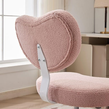 Cross-Legged Meditation Chair with Wheels, Adjustable Desk Chair for Home Office, Ergonomic Floor Seat for ADHD & Yoga, Criss Cross Chair with Lumbar Support, Memory Foam Cushion (Pink-Teddy Fabric)