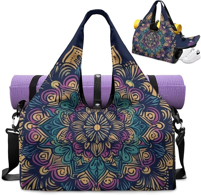 Yoga Mat Bag for Women Men Large Carryall Tote with Adjustable Shoulder Strap for Gym Yoga Travel Pilates Office