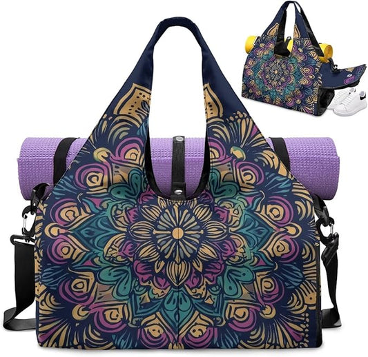 Yoga Mat Bag for Women Men Large Carryall Tote with Adjustable Shoulder Strap for Gym Yoga Travel Pilates Office