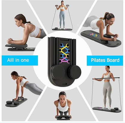 Pilates Board, Multifunctional Pilates Reformer Machine with Ab Trainer, Portable Pilates Reformer for Core & Full Body Workout, Foldable Home Gym Pilates Equipment for Women & Beginners