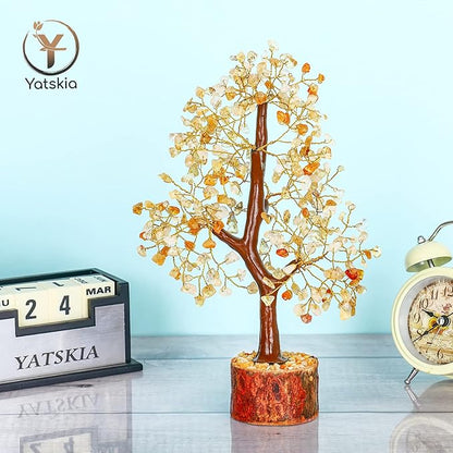 YATSKIA Citrine Healing Crystal - Gemstone Tree, Bonsai Trees, Fake Bonsai, Feng Shui Tree, Crystal Gifts for Women, Arbol De La Abundancia, Crytals and Gemstones, Good Luck Home Decor