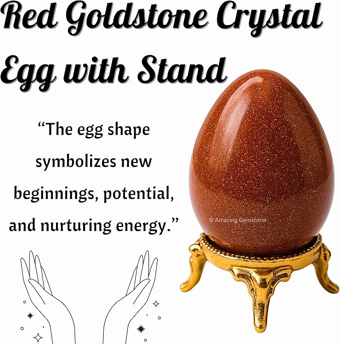 Amazing Gemstone Red Goldstone Crystal Yoni Egg, 2 Inches - Premium Crystals and Healing Stones Yoni Egg for Pelvic Floor Health, Natural Healing Crystal Eggs for Meditation and Stress Relief