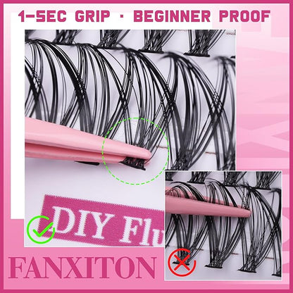 Cluster Lashes 240 pcs Wispy Lash Clusters D Natural Eyelashes Extensions 14-16mm Mix 30D+40D Individual Lashes Thin Band Lash Bond and Seal Tweezers for DIY Lash Extension Beginners